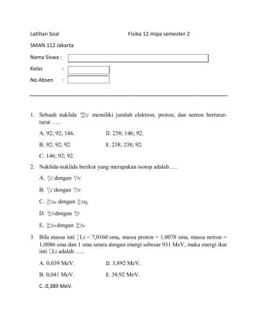 Fisika SMA Radioaktivitas