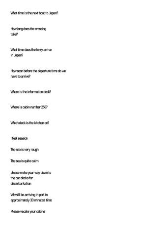 What time is the next boat to Japan?