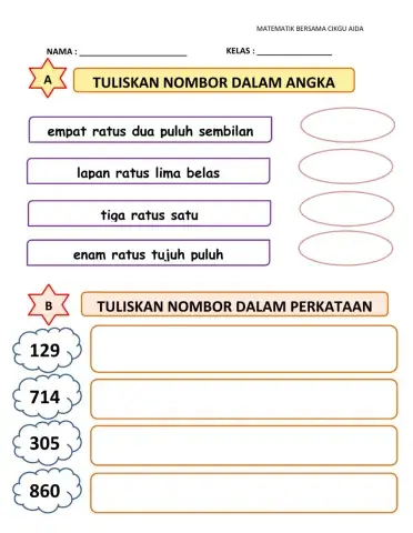 Tulis nombor 1-1000 tahun 2