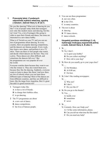 Unit 2 test present simple questions