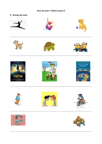 Jeux de mots 1 Unité 3 Leçon 2