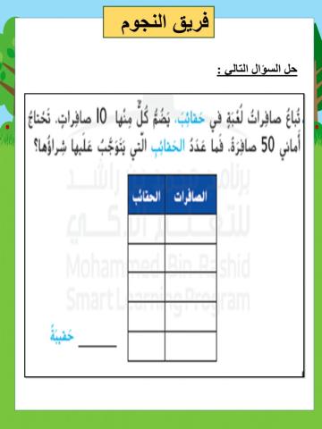 استراتيجية حل المسائل رسم جدول 2