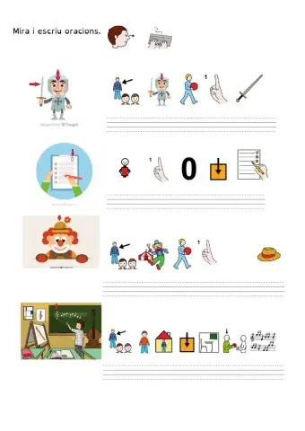 Escriure oracions amb paraules amb s. (amb pictogrames)