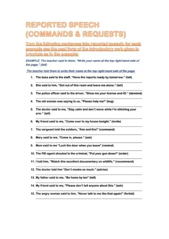 REPORTED COMMANDS AND REQUESTS