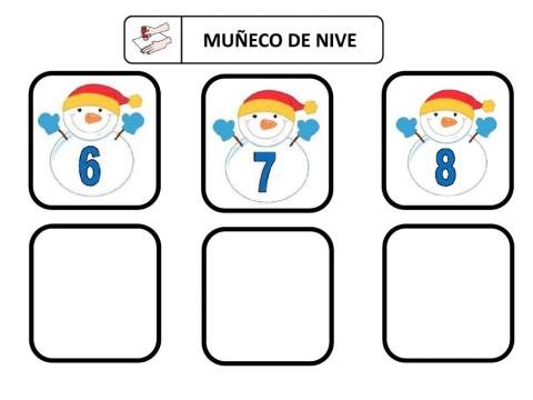 Numeración muñecos de nieve (6,7 y 8)