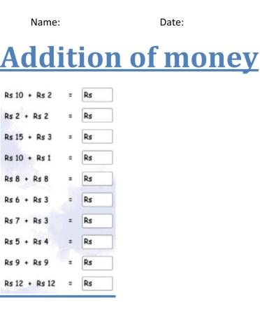 Addition of Money