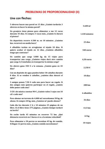 Problemas de proporcionalidad (ii)
