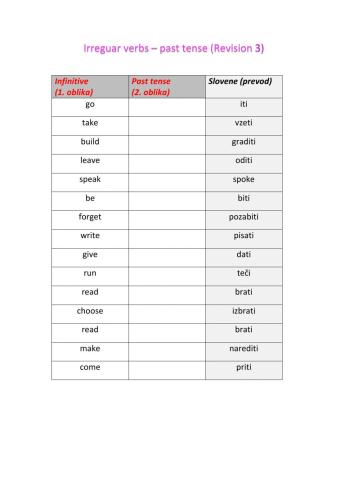 Irregular verbs - past
