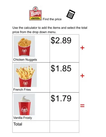 Find the price Wendys 5