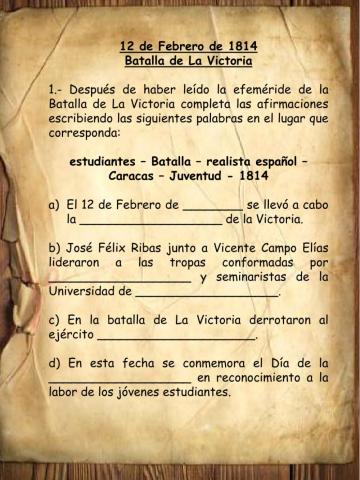 Efeméride.Batalla de La Victoria