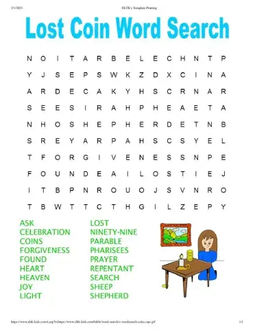 Lost Sheep- Coin Wordsearch