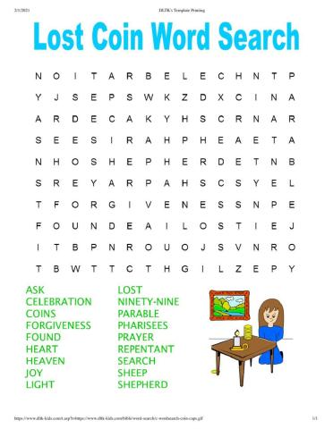 Lost Sheep- Coin Wordsearch