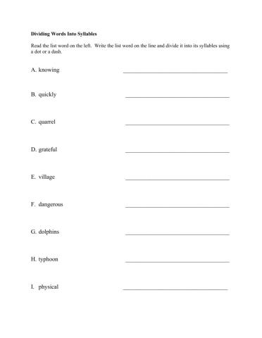 Spelling Unit 1 Syllables