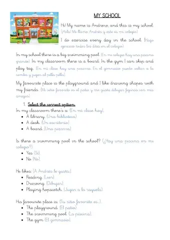 Reading about school