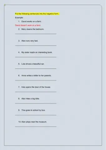 Negative form 3rd person singular