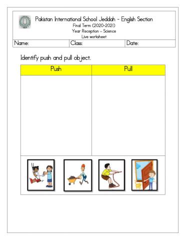 Science push and pull liveworksheet 2