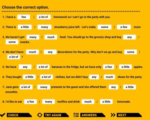 Grade 7 Unit 6 Celebration some-any-a little-a few (Hız Yyn)