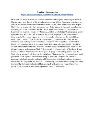 BrainPop - Reconstruction