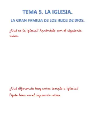 TEMA 5. LA IGLESIA. LA GRAN FAMILIA DE LOS HIJOS DE DIOS
