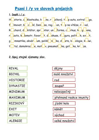 Psaní i-y ve slovech přejatých