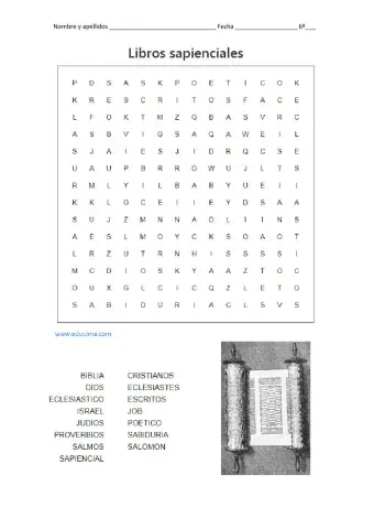 Libros sapienciales - sopa letras