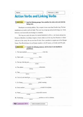 Action and Linking Verbs