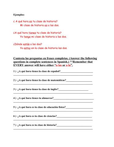 Practice 10 A qué hora?