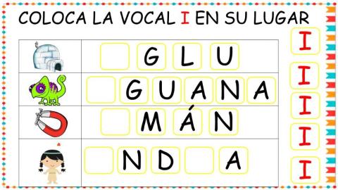 Coloca la letra i en su lugar