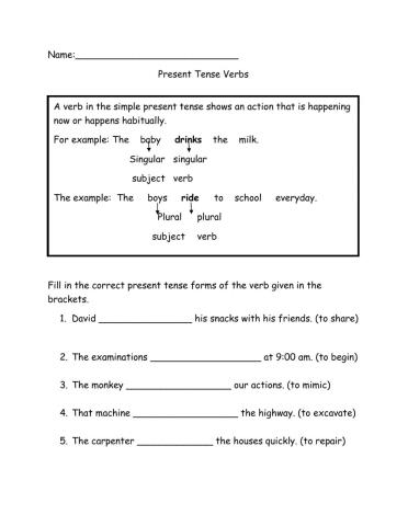 Present Tense Verbs
