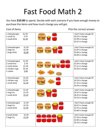 Fast Food Math 2