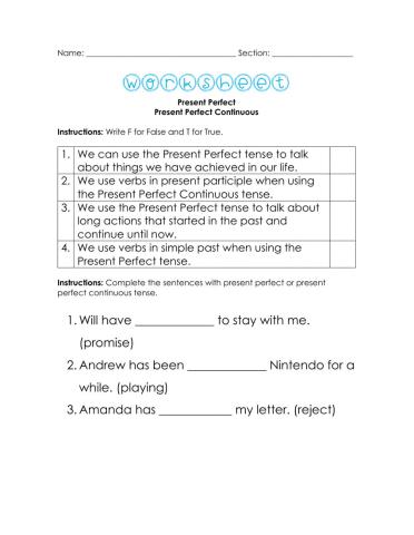 Present Perfect and Present Perfect Continuous