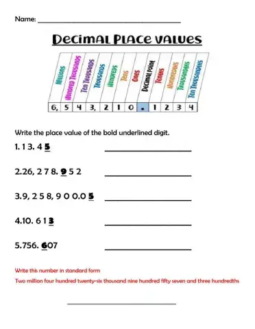 decimal place value
