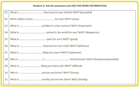 Questions (superlative A)