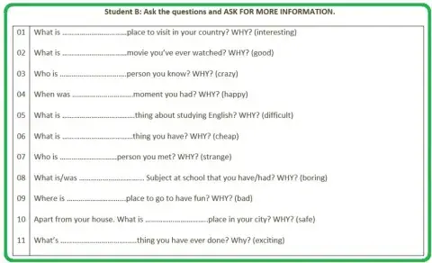 Questions (superlative B)