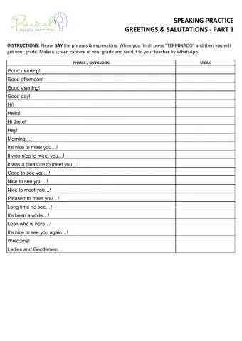 Speaking practice - greetings & salutations - part 1