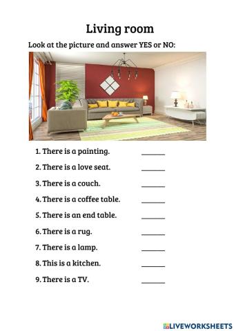Living Room vocabulary practice