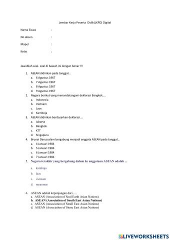 Lembar kerja peserta Didik mapel IPS