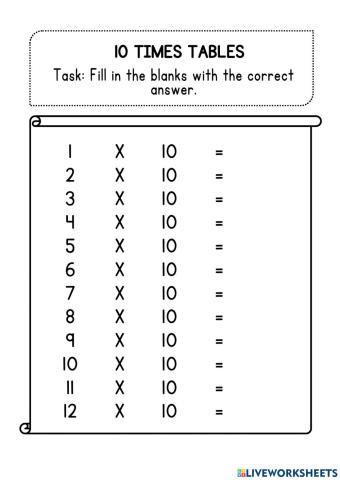10 Times Tables