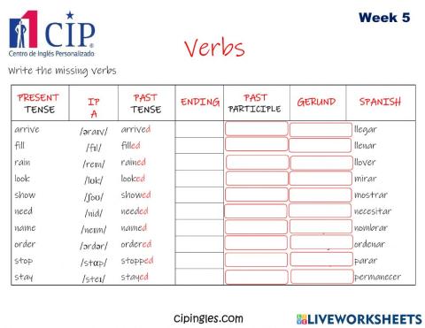 Verbs and months Week 5