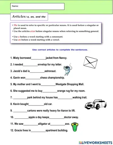 Adjectives & Articles