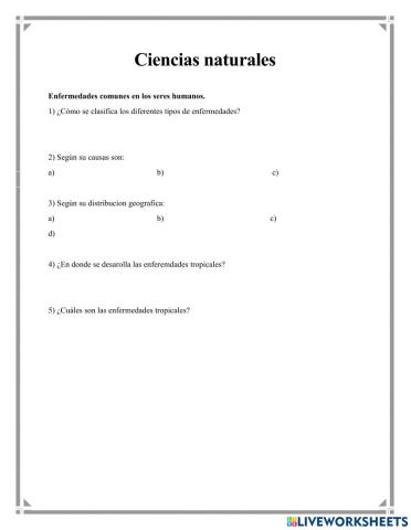 Enfermedades comunes en los seres humanos