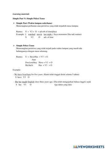 Simple past & simple perfect