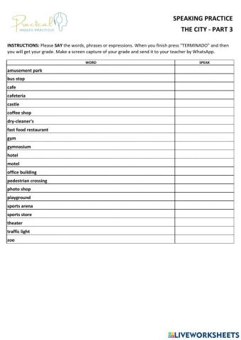 Speaking practice - the city - part 3