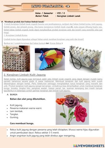 PRAKARYA Kerajinan Limbah Lunak Kelas VII Semester 2-Minggu ke4