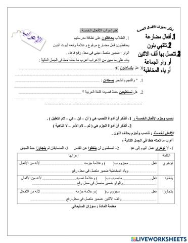 الأفعال الخمسة