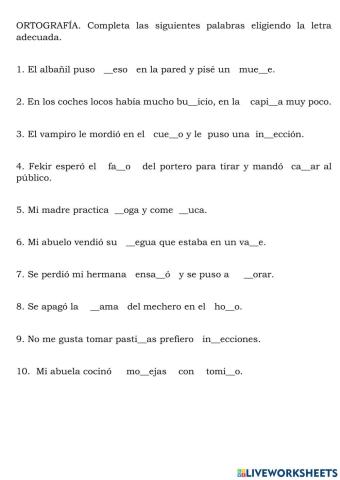 Palabras con -ll- o con -y-