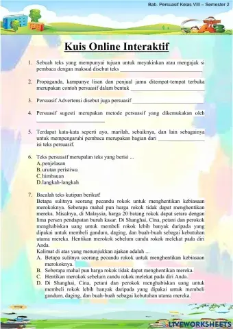 Kuis online Teks persuasif 1