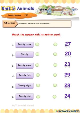 Animals - match numbers