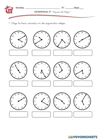 Repaso del Reloj Analógico 3º Primaria