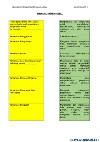 Kemahiran asas sukan permainan